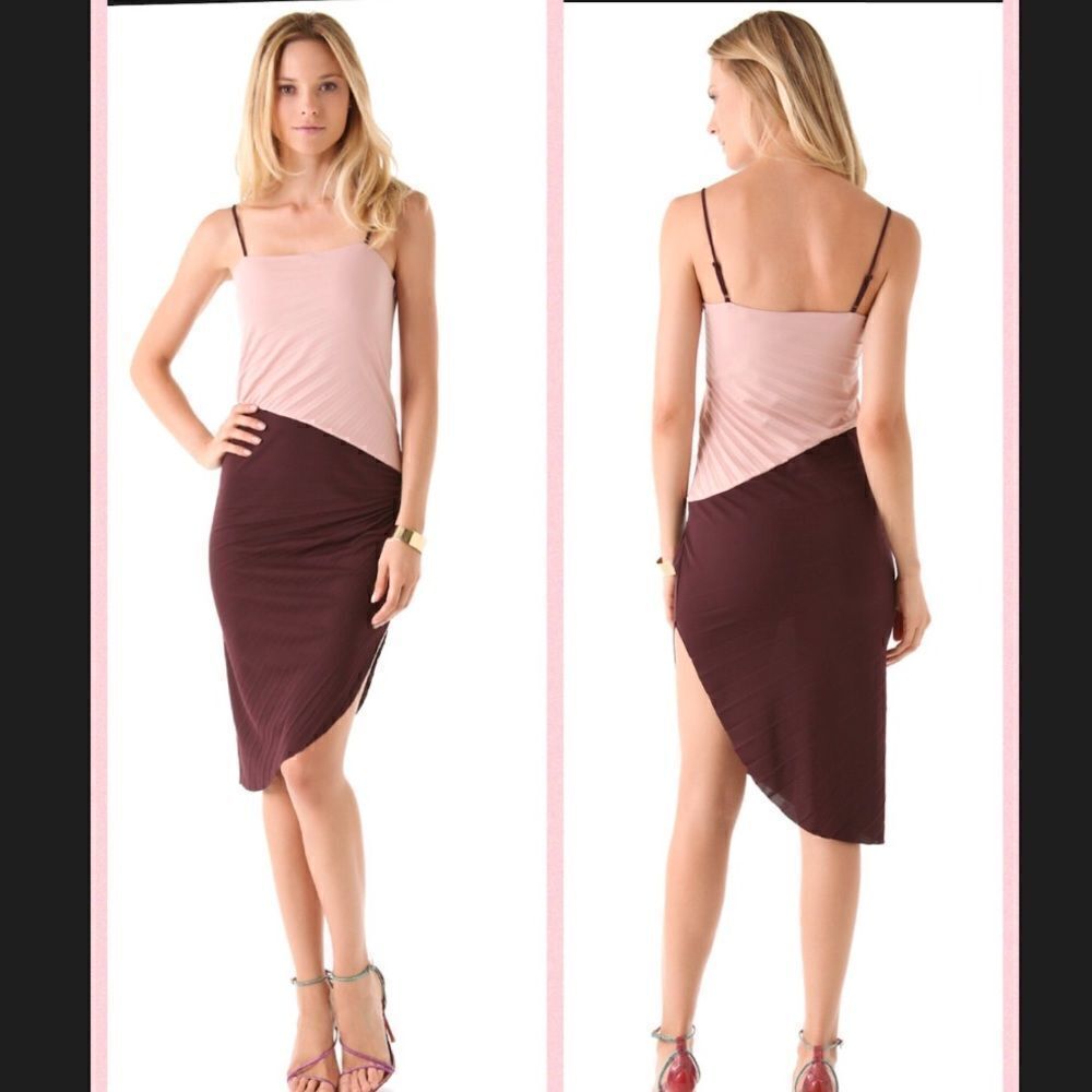 Halston Heritage Color-block Pleated Interlock Dress